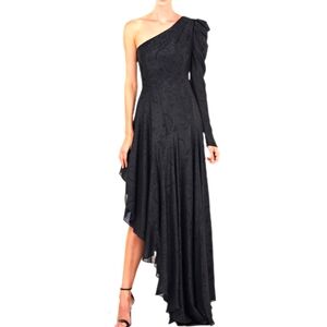 Amur Esmeralda black whimsigoth fairy one shoulder asymmetrical maxi dress 2 NWT